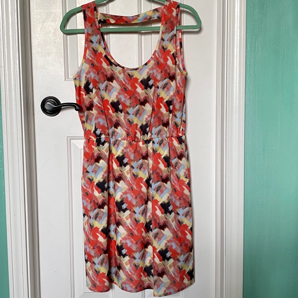 Lush Multi-Color Skater Dress with Pockets